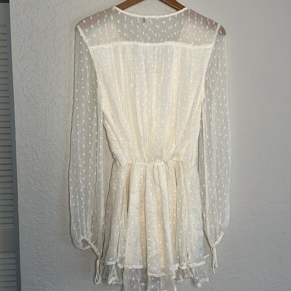 Free People Mini Dress White Swiss Dot Graduation Bridal Shower Birthday Party - Picture 4 of 7